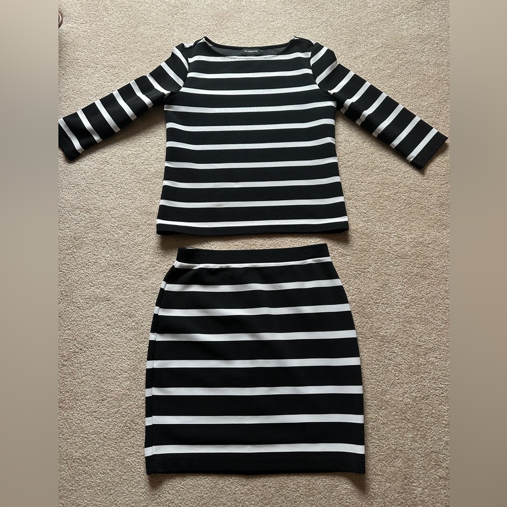 Liz Claiborne Black and White Striped Skirt Set